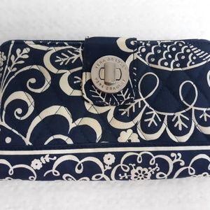 Vera Bradley Turnlock Wallet - Navy Blue Paisley